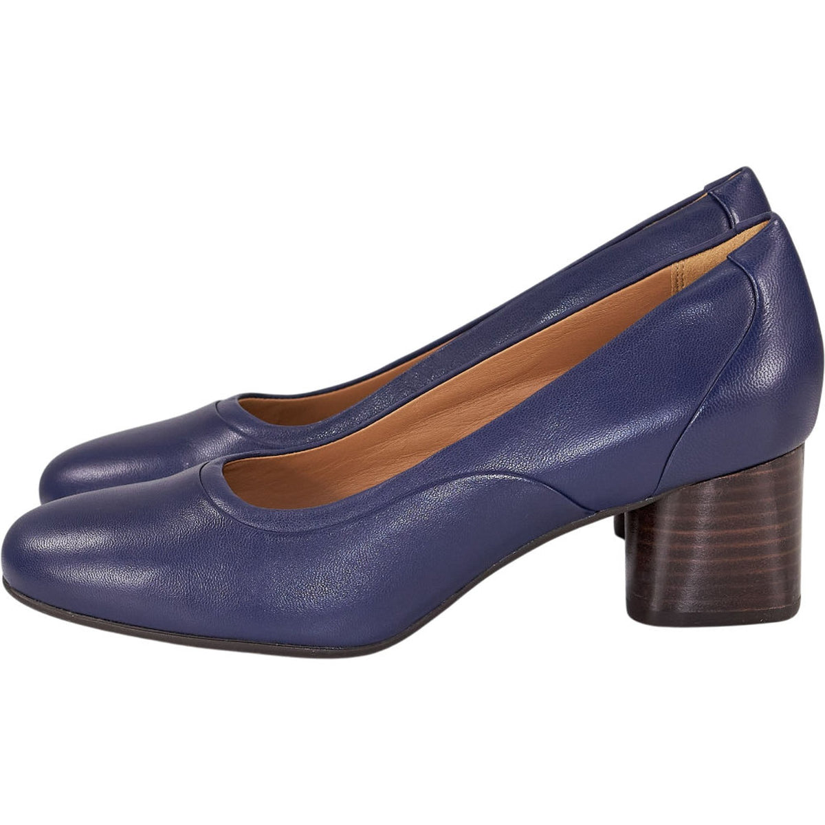 Clarks Navy Leather Un Cosmo Step Heels