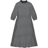Wyse Black Patterned Midi Dress