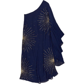 Rixo Navy One-Shoulder Lizan Dress