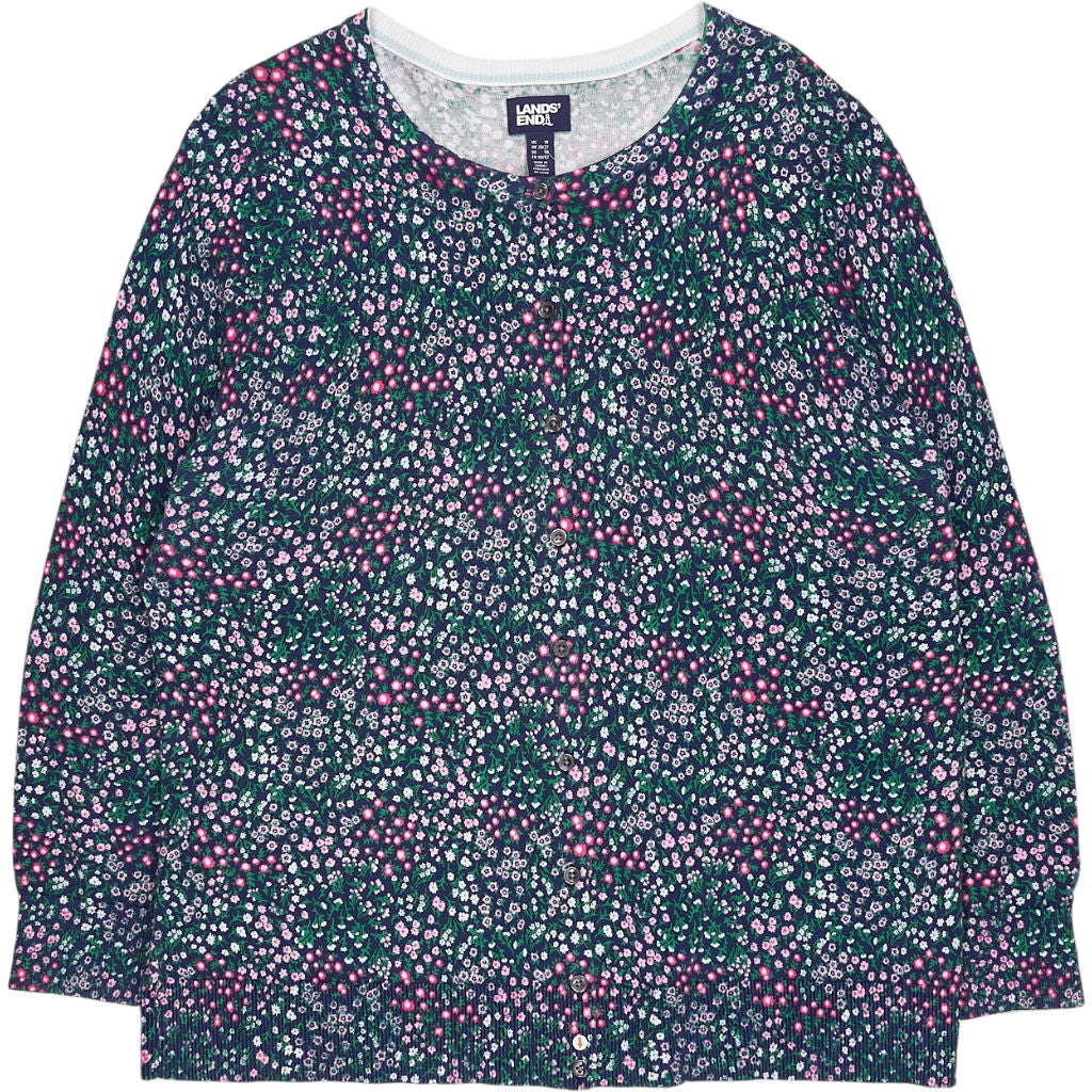Lands' End Floral Buttoned Cardigan