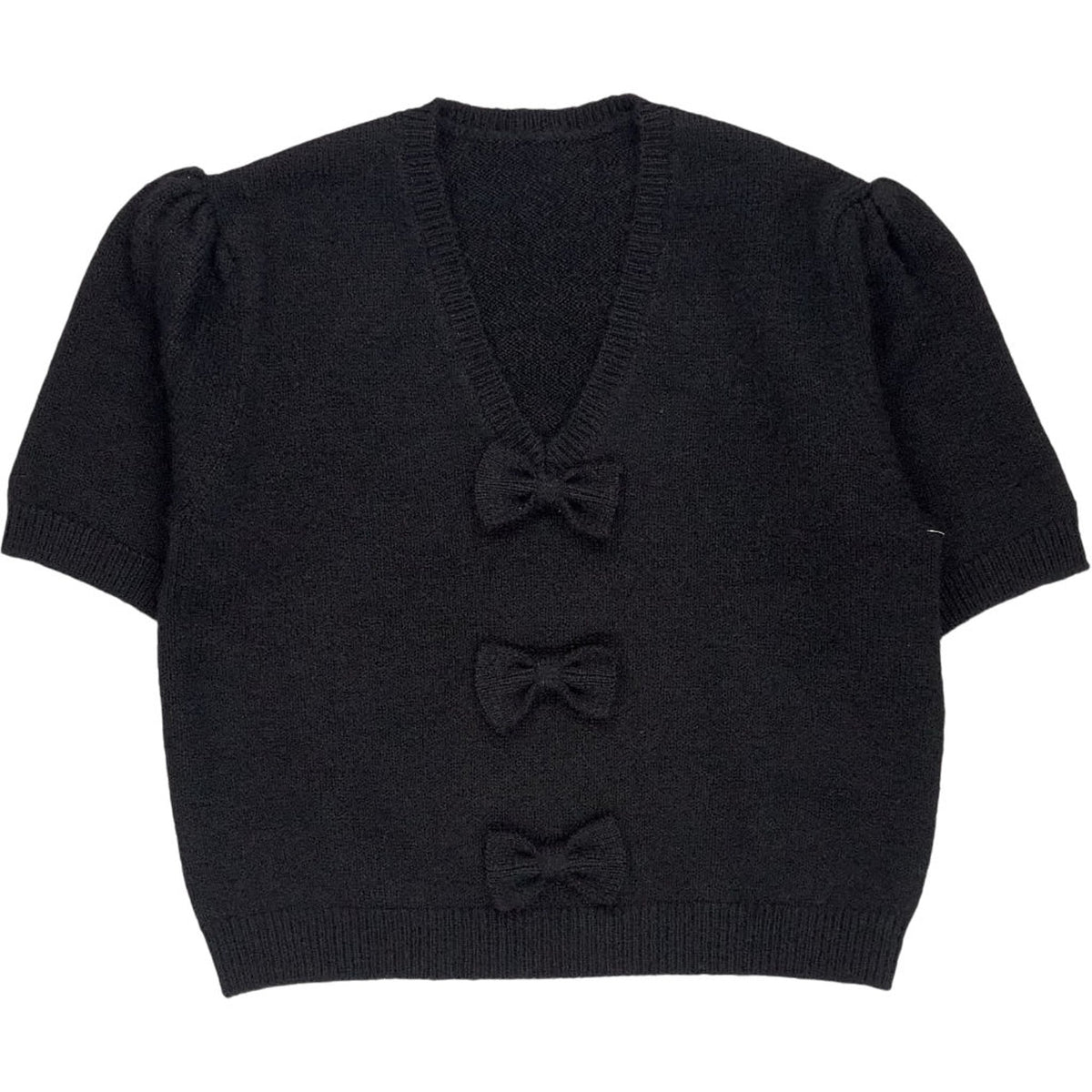 Omnes Black Nana Bow Knit Top