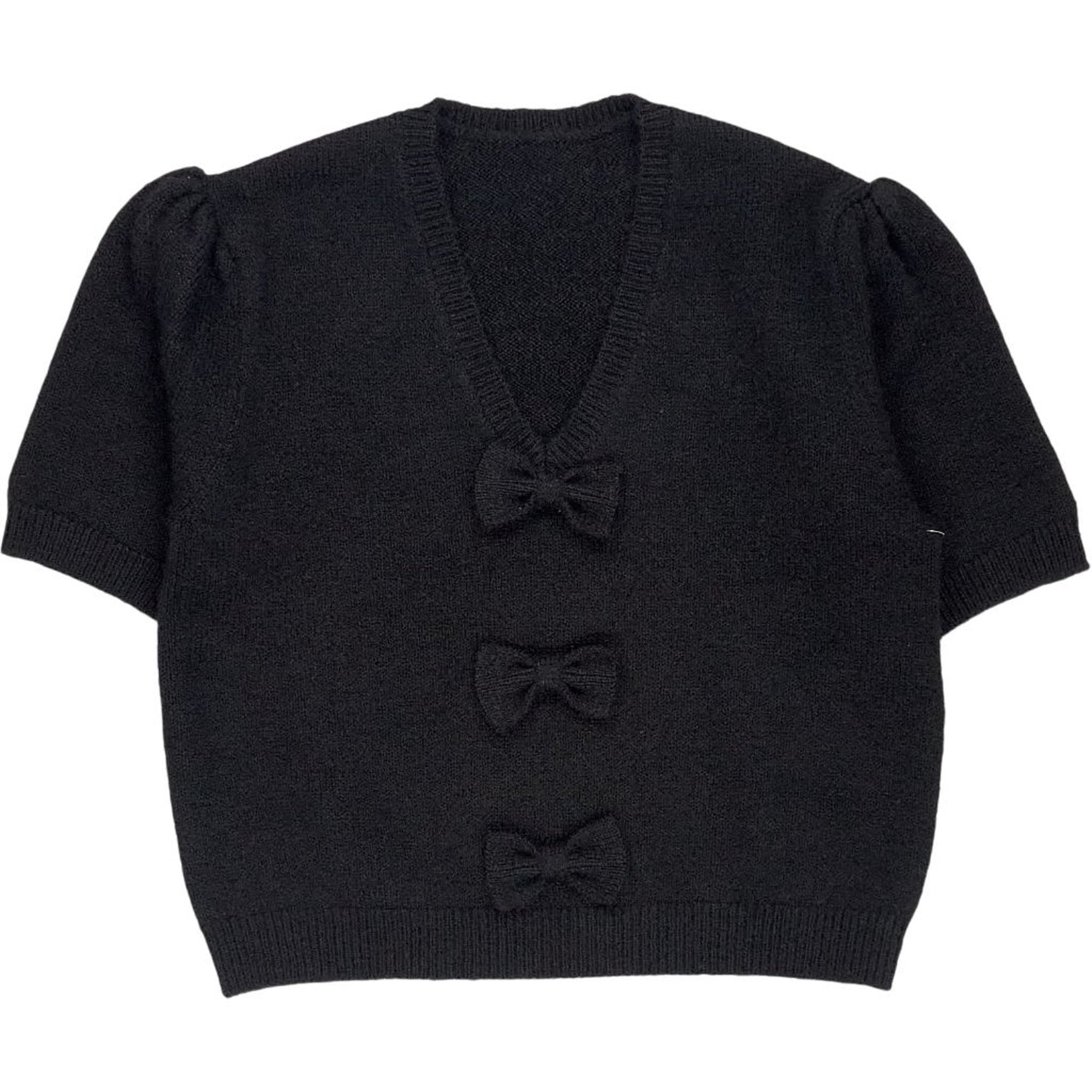 Omnes Black Nana Bow Knit Top