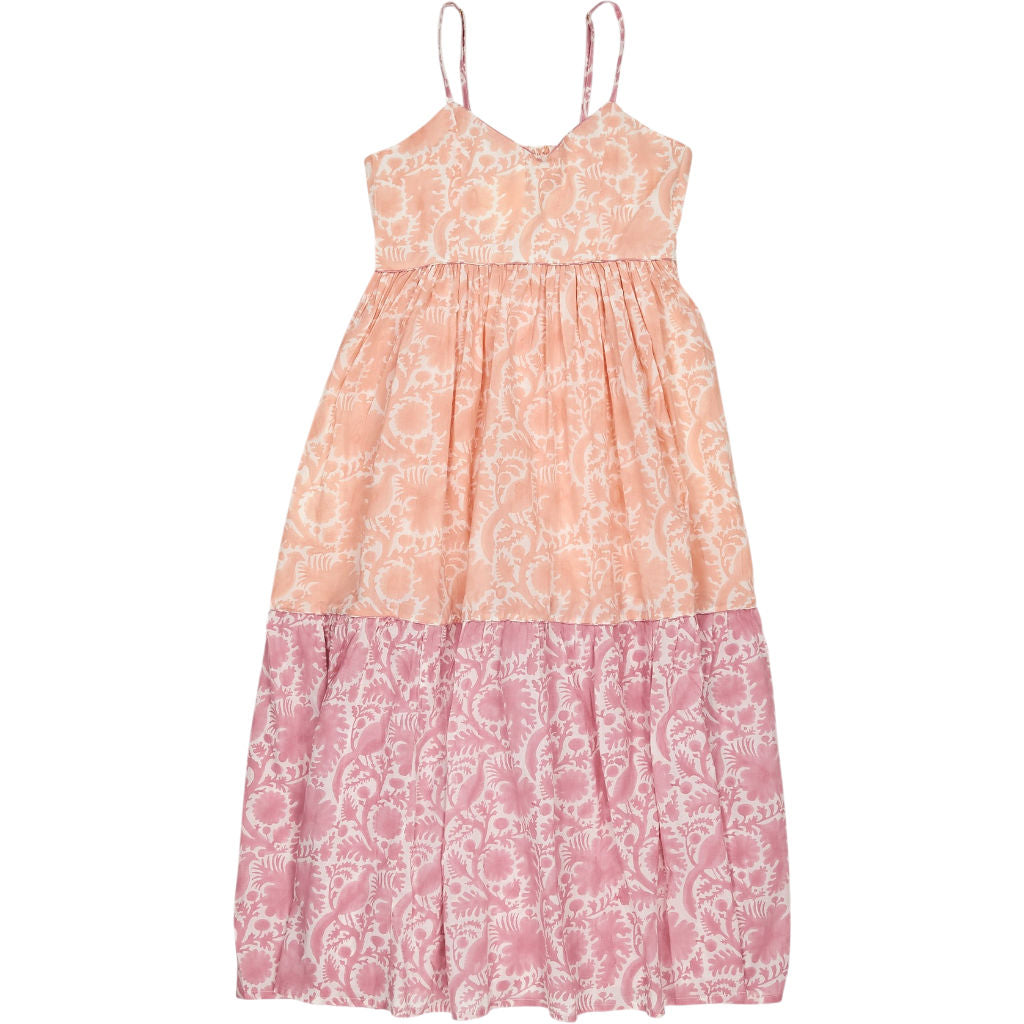 Daydress Pink Orange Printed Midi Dawn Dress