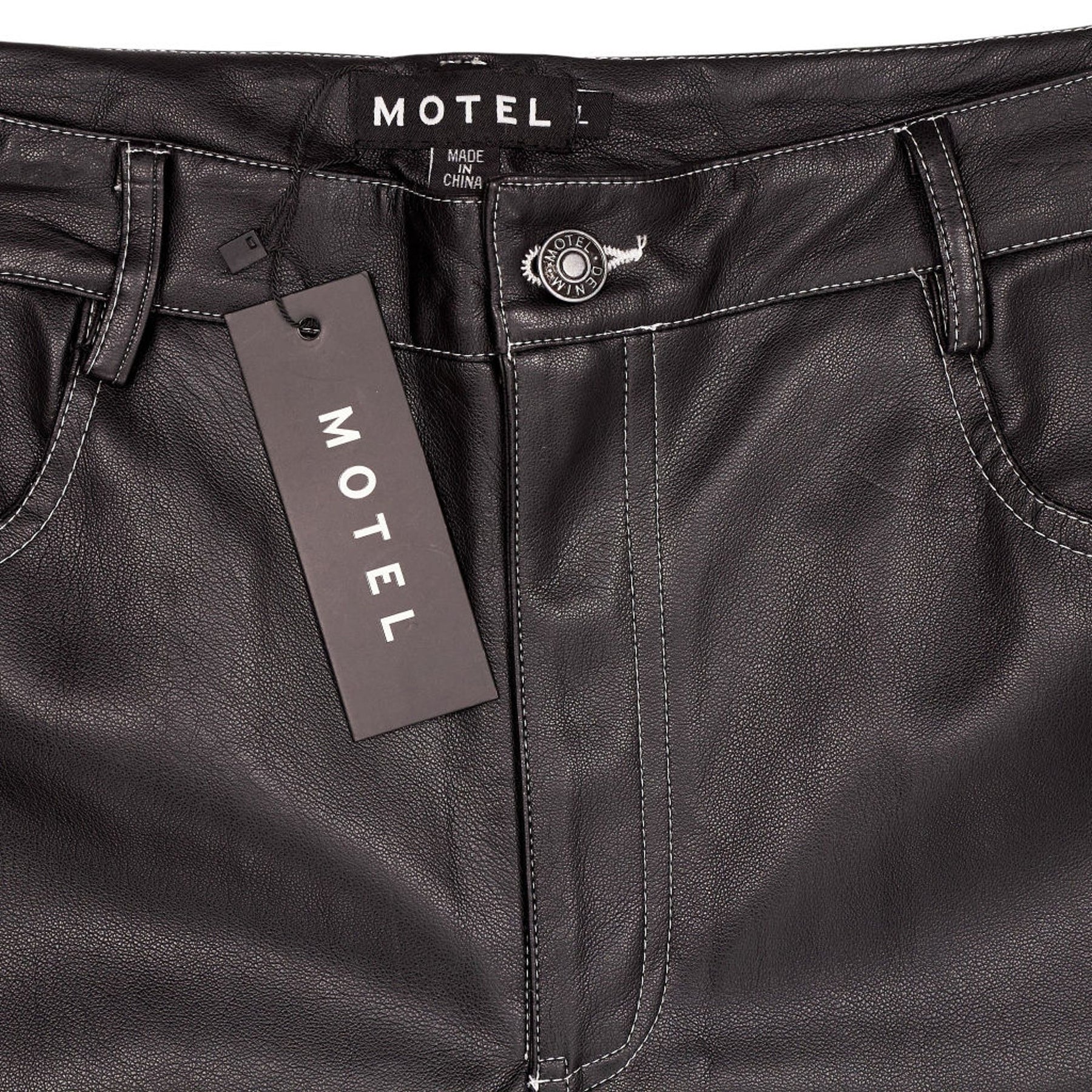 Motel Black PU Zorea Trousers