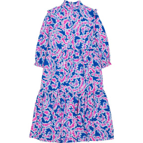 NRBY Blue Pink Patterned Midi Dress
