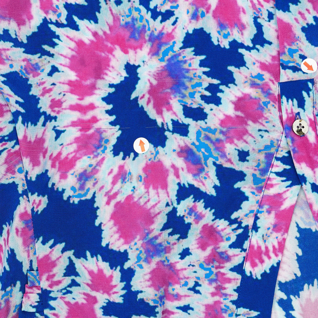 NRBY Blue Pink Printed Silk Blouse