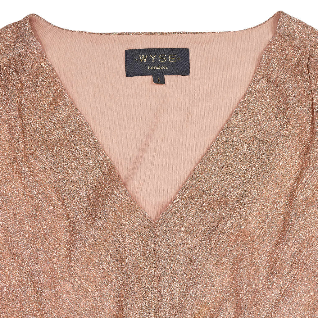 WYSE London Pink Metallic Midi Dress