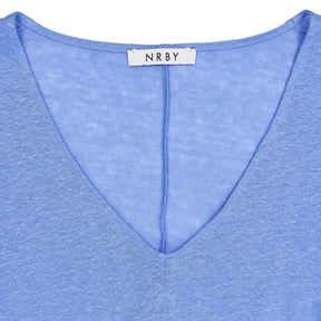 NRBY Blue V-Neck Linen Slub Dress
