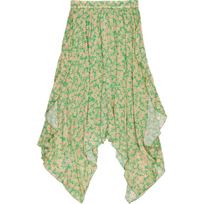 Suzhou Henrun Green Floral Asymmetric Skirt