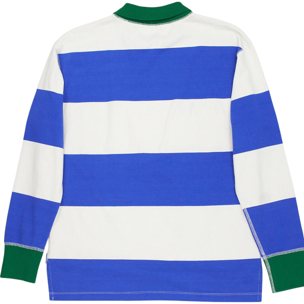 Drakes Blue Green Striped Rugby Shirt M