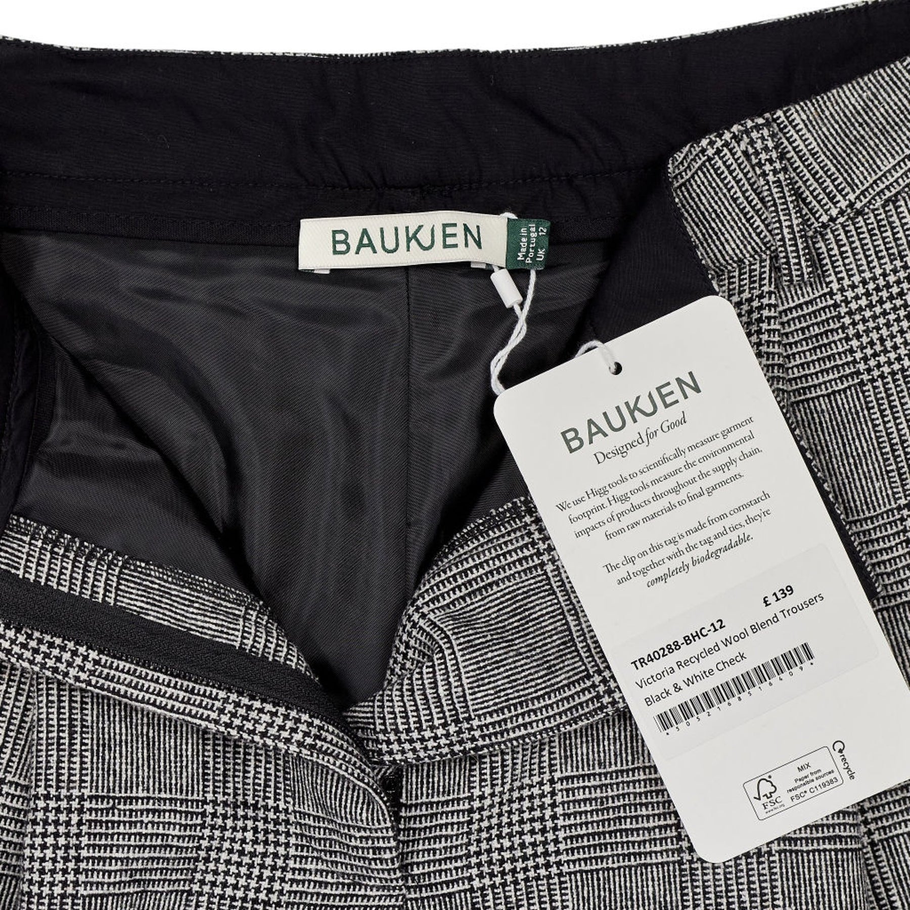 Baukjen Black & White Check Wool Trousers