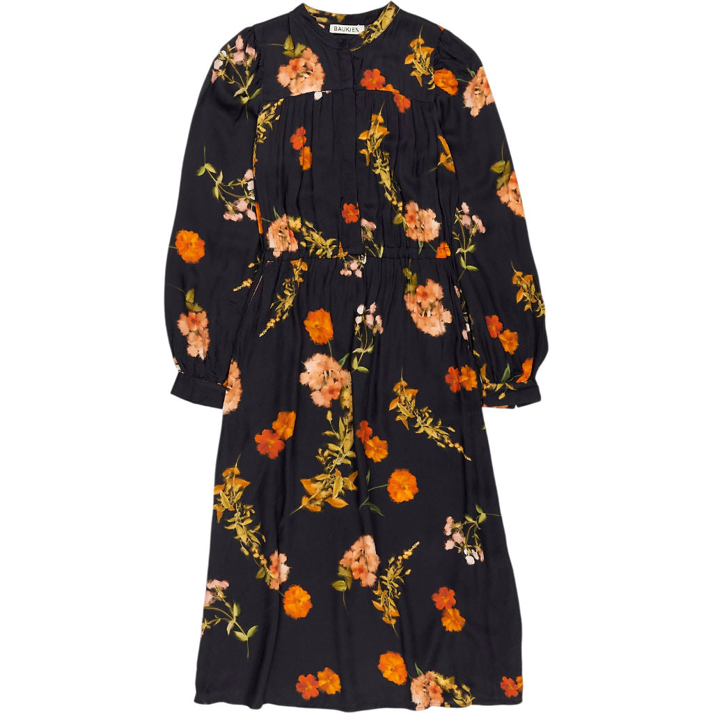 Baukjen Black Floral Sprig Cemile Printed Midi Dress