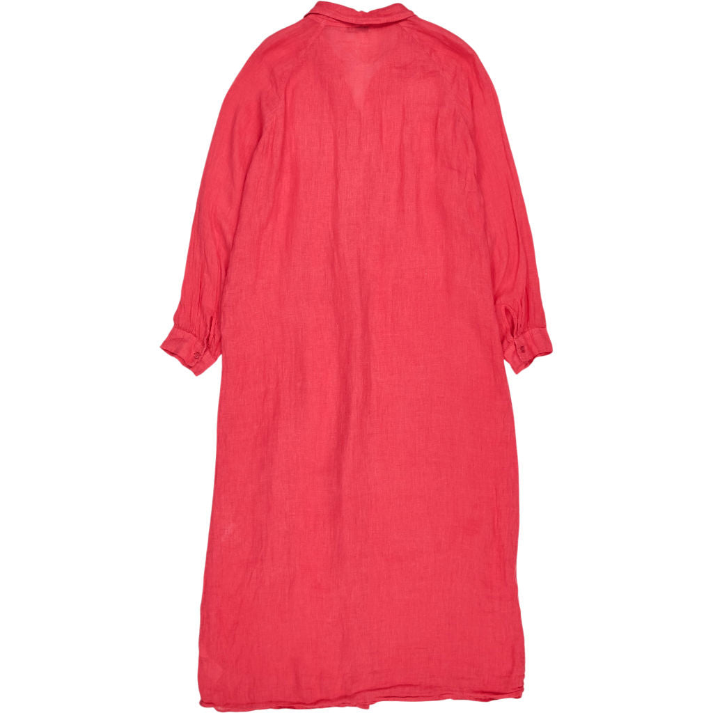 NRBY Red Linen Shirt Dress