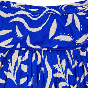 Hush Blue Abstract Palm Midi Skirt