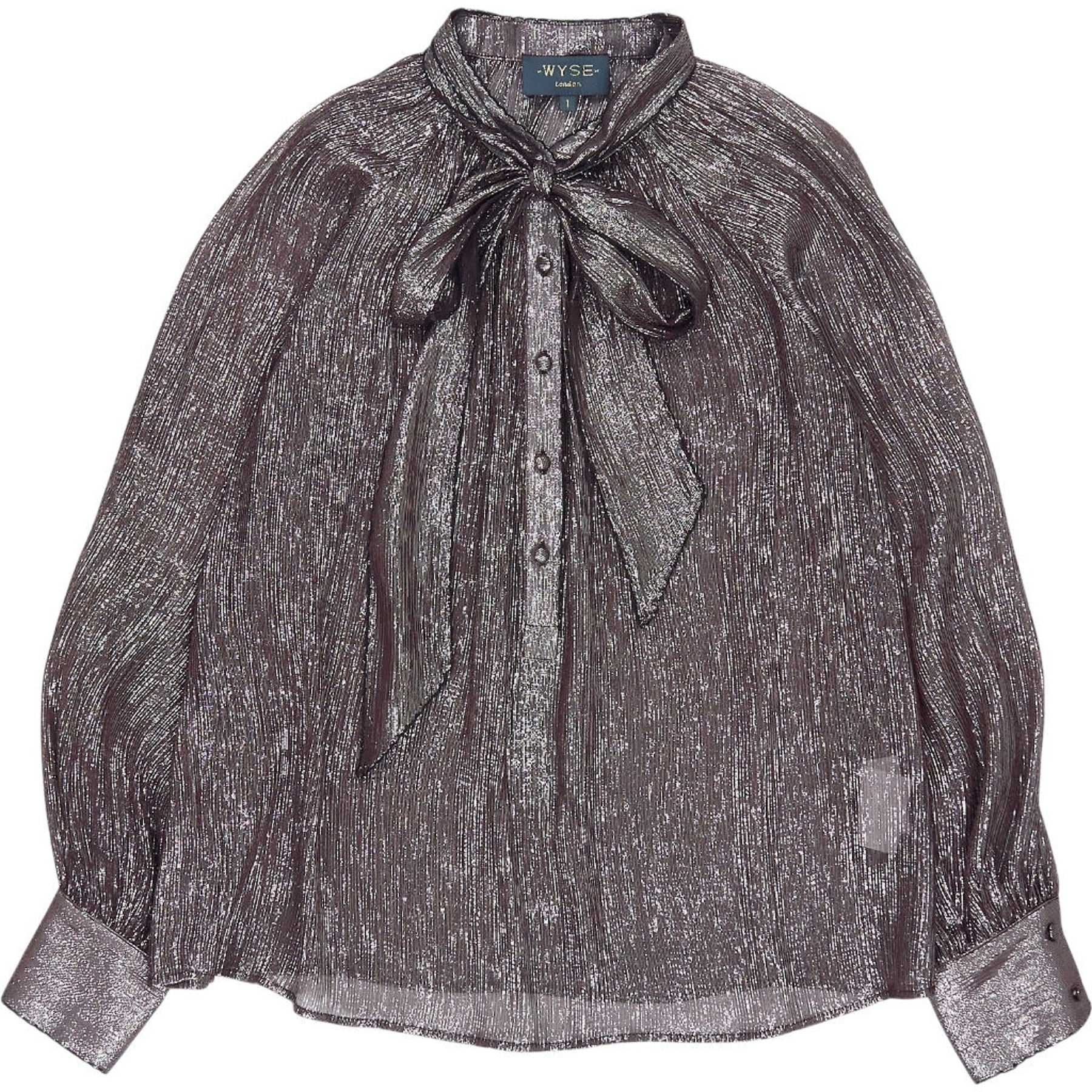 WYSE  Plum Metallic Sheer Blouse