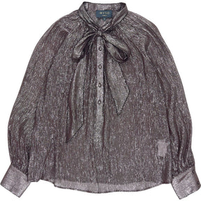 WYSE  Plum Metallic Sheer Blouse