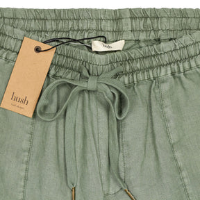 Hush Khaki Cropped Linen Joggers