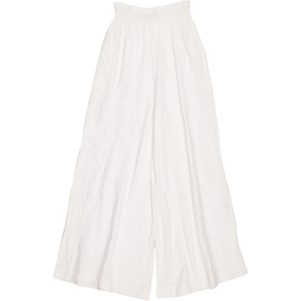 NRBY White Cotton Wide Leg Trousers