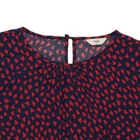 Hush Navy Red Heart Print Blouse