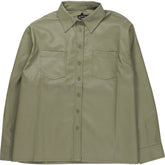Motel Khaki Faux Leather Shirt