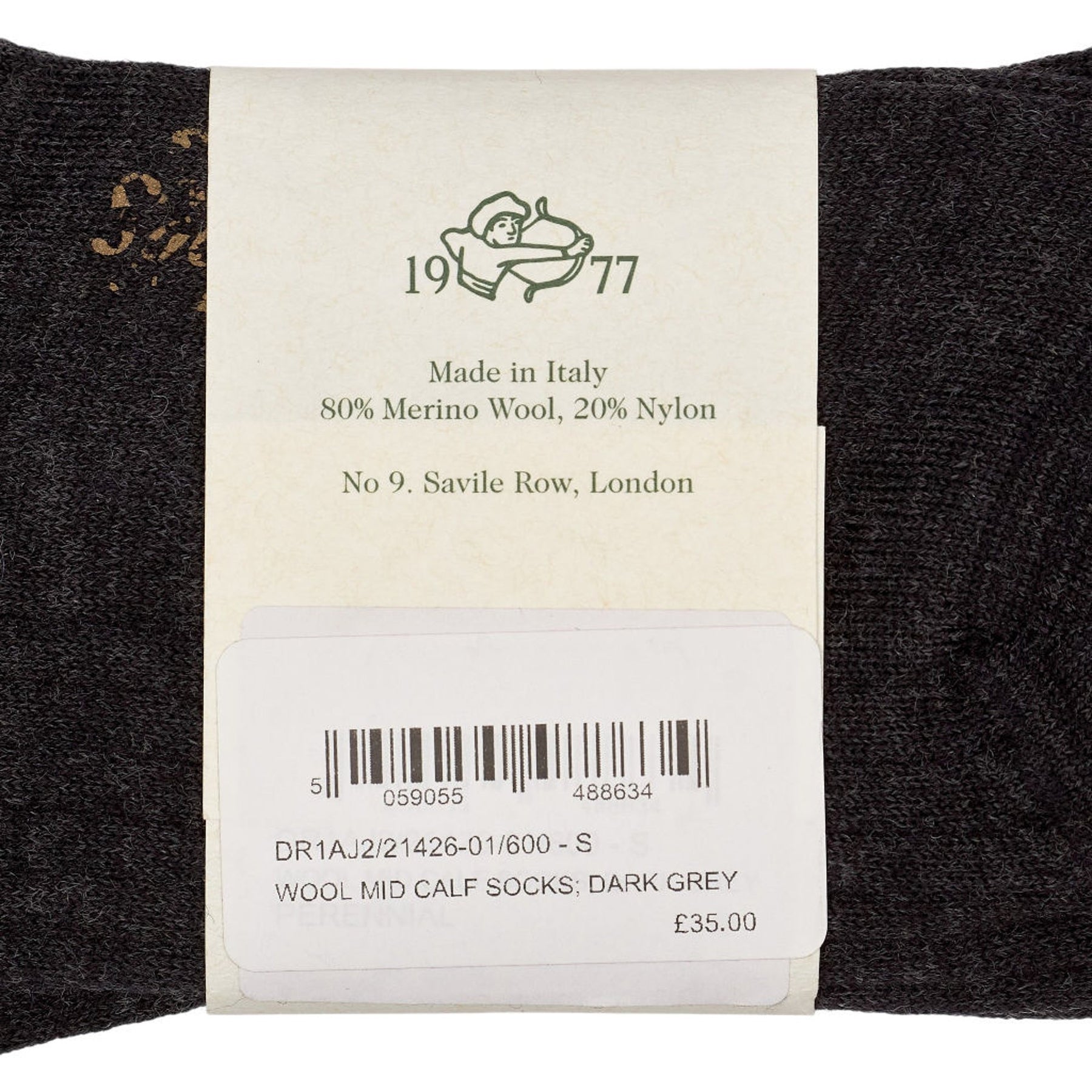 Drake's Dark Grey Merino Wool Calf Socks