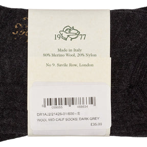Drake's Dark Grey Merino Wool Calf Socks