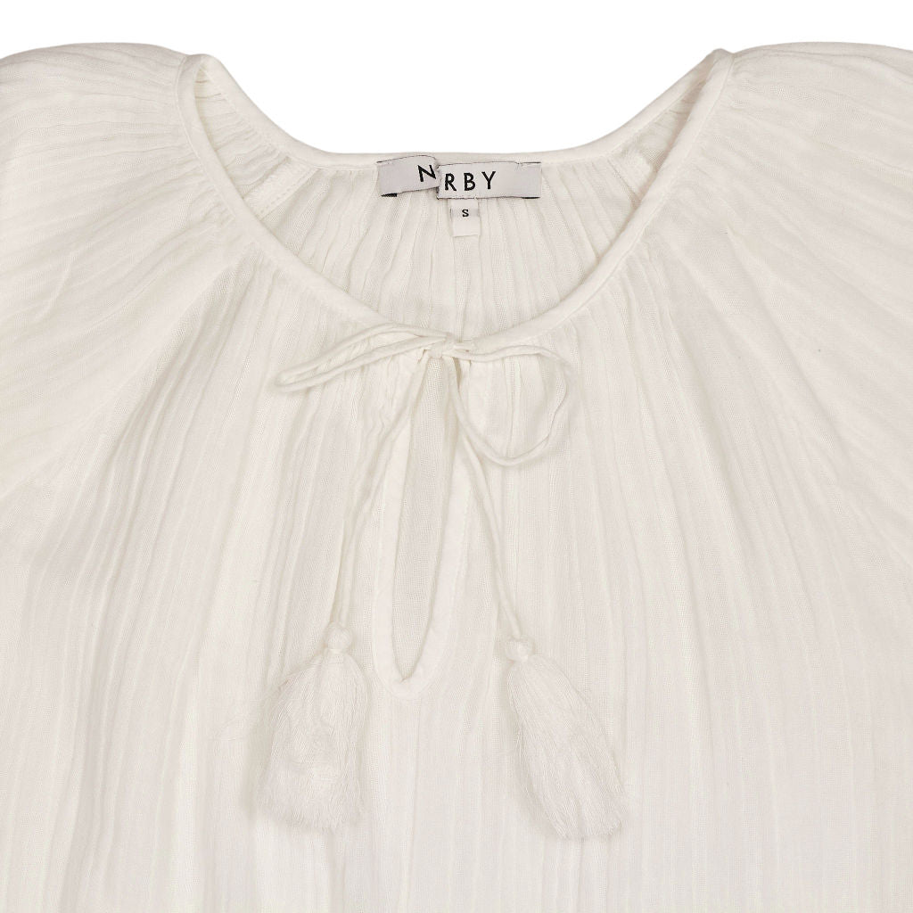 NRBY White Cotton Tassel Top