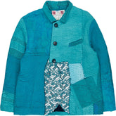By Walid Teal Patchwork Jacket