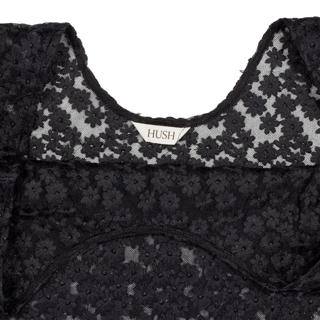 Hush Black Embroidered Floral Dress