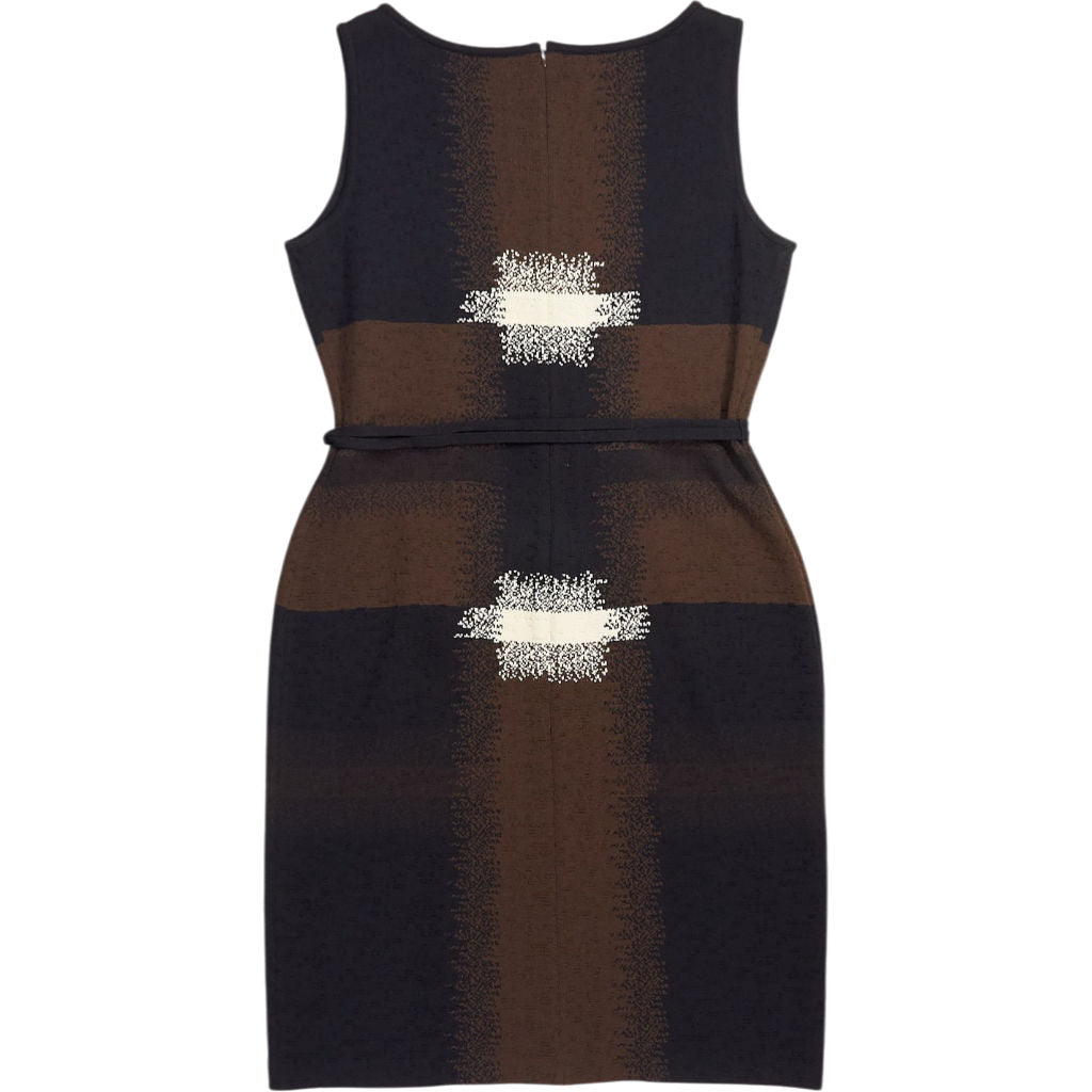 St. John Black Brown Intarsia Knit Dress