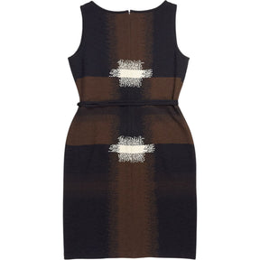St. John Black Brown Intarsia Knit Dress