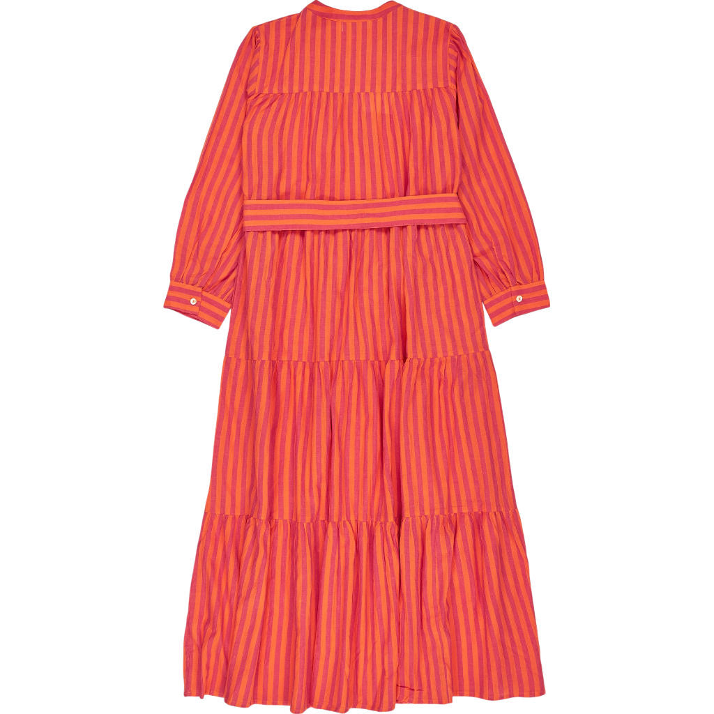 Pink City Prints Orange Striped Cotton Dress