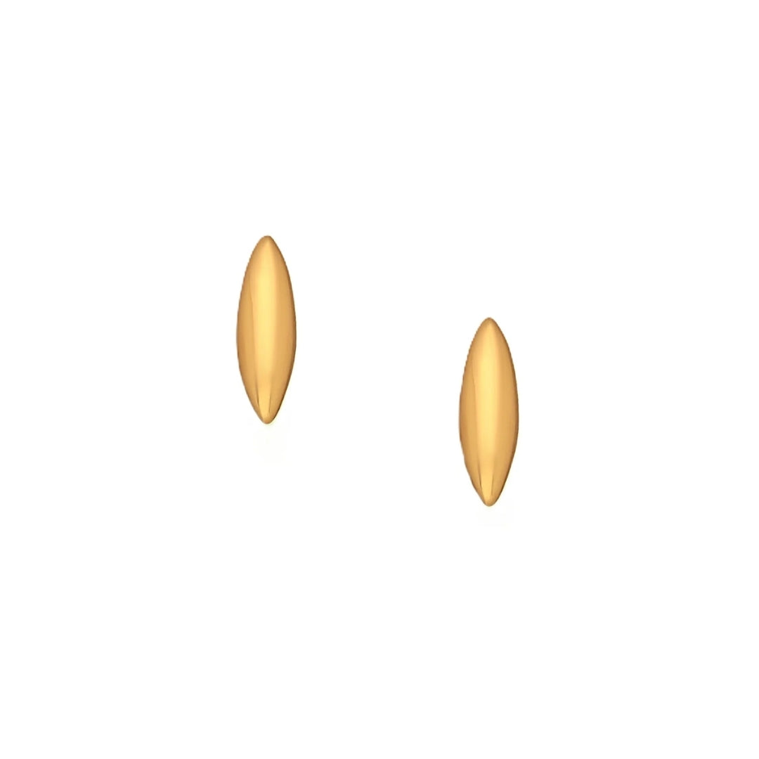 Rice Grain Yellow Gold Stud Earrings