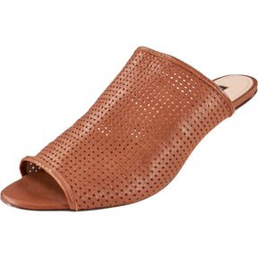 Mother of Pearl Tan Perforated Mules