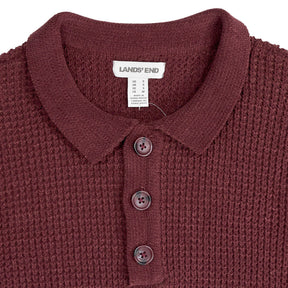 Lands' End Burgundy Knitted Long Sleeve Polo