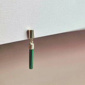 Malachite Drop Bar Gold Stud Earrings