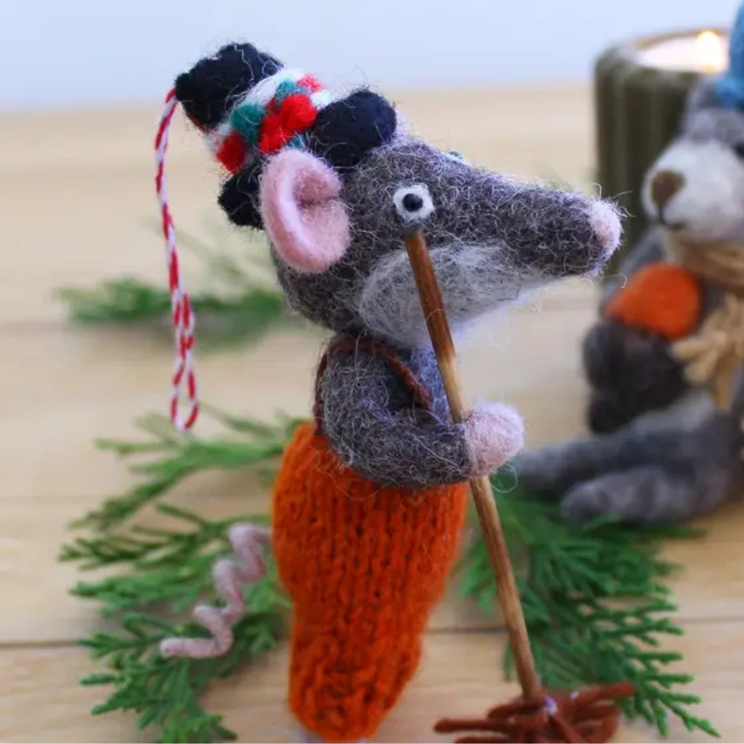 Felted Christmas Rat Decoration