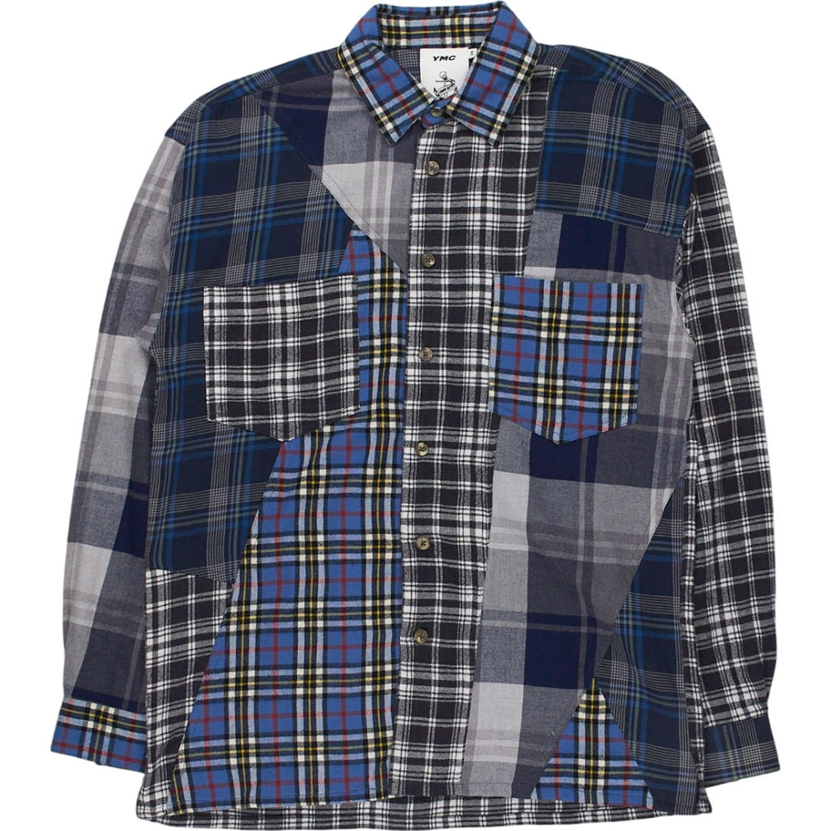 YMC Blue Patchwork Check Shirt