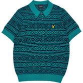 Lyle & Scott Teal Fair Isle Polo Shirt