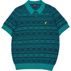 Lyle & Scott Teal Fair Isle Polo Shirt