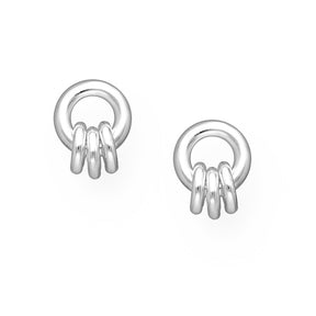 Small Hoop Cluster Rings Sterling Silver Stud Earrings