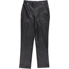 WYSE Black Lyra Slim Leg Faux Leather Trousers