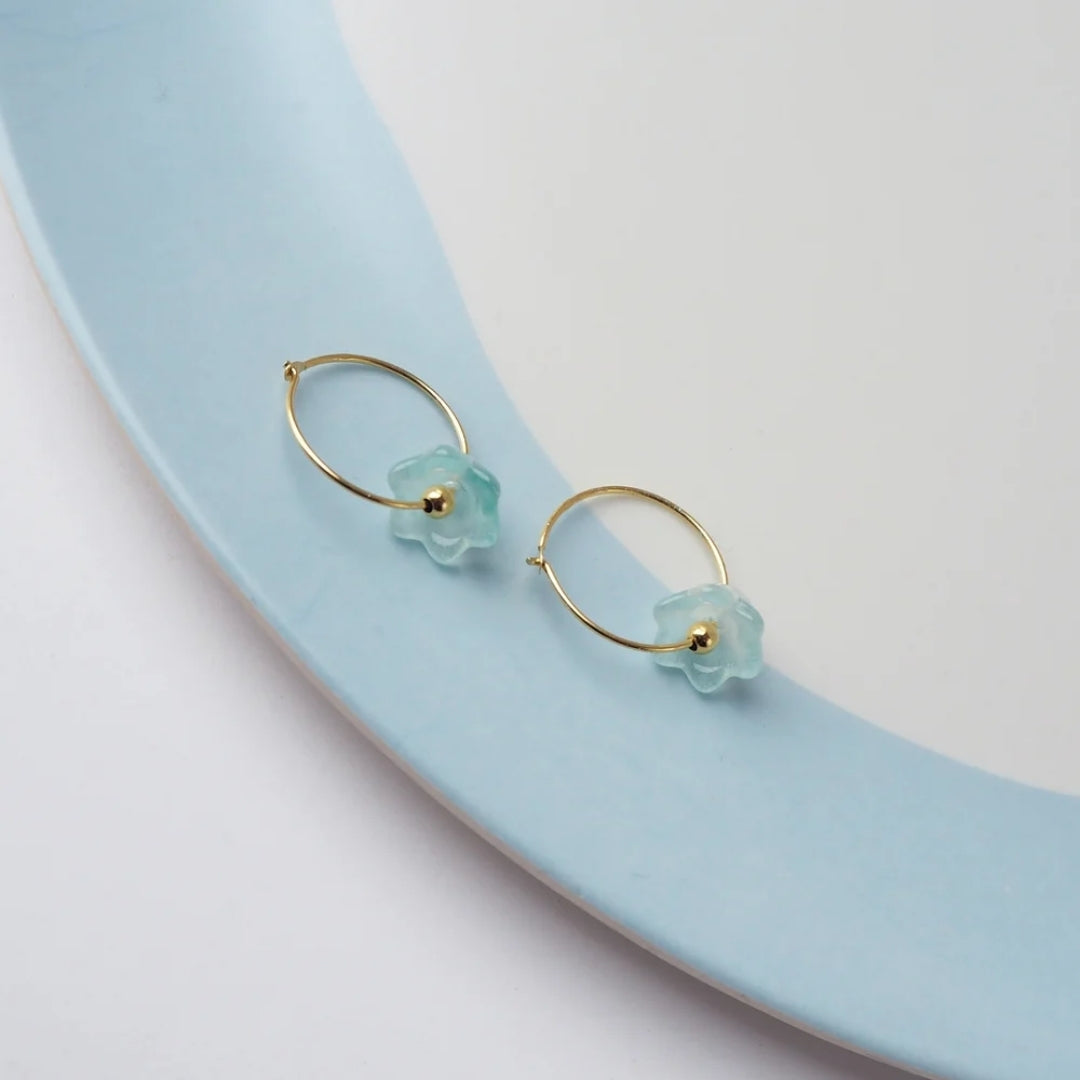 Bloom Hoop Earrings Blue