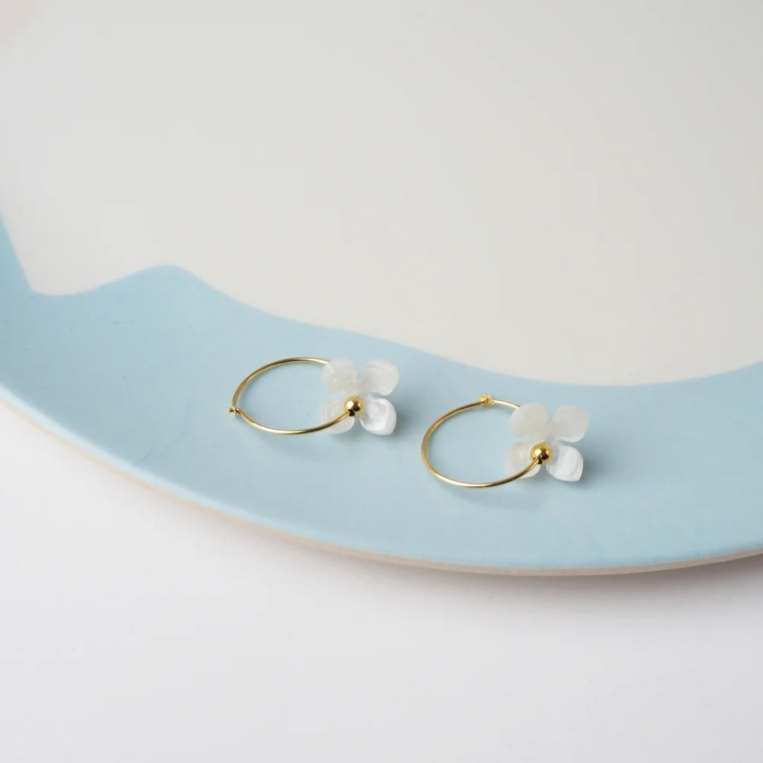 Bloom Hoop Earrings White