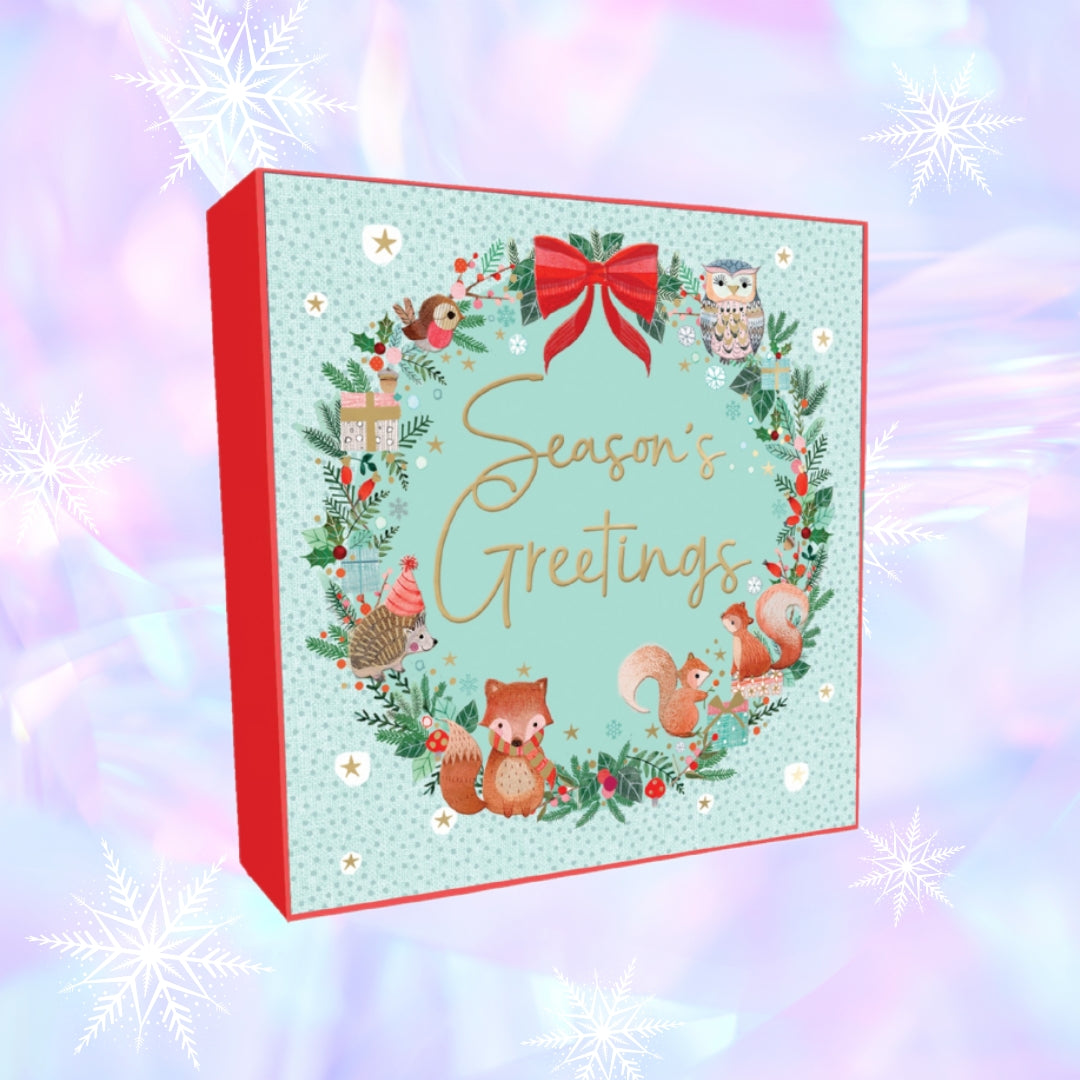 Wreath - Woodland Animals Christmas cards - pack of 8