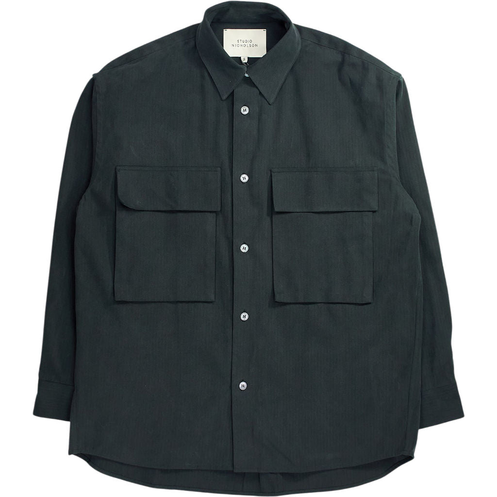 Studio Nicholson Dark Fir Herringbone Shirt