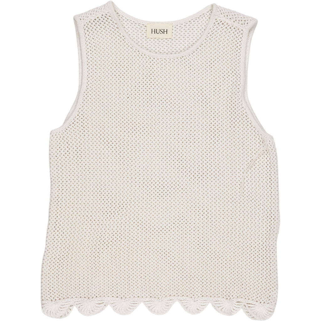 Hush White Adelina Crochet Scallop Tank