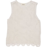 Hush White Adelina Crochet Scallop Tank