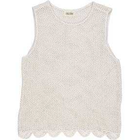 Hush White Adelina Crochet Scallop Tank