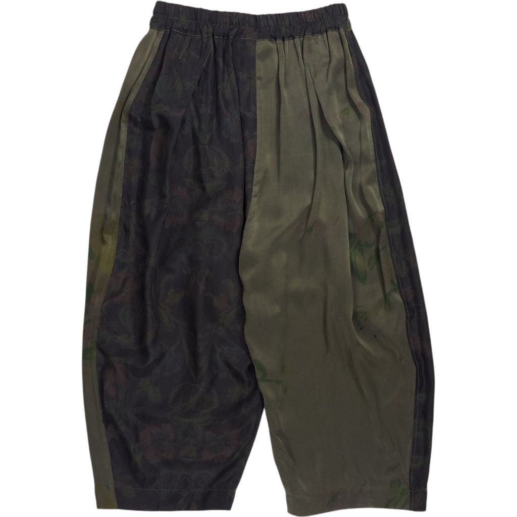 By Walid Green Floral Silk Trousers